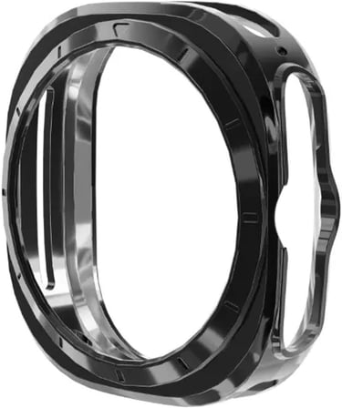 Samsung Galaxy Watch Ultra ile uyumlu Silikon Kasa Ekran Koruyucu Önü Açık Çerceve PC Kasa Koruma Silikon Çerçeve (Siyah, Galaxy Watch Ultra)