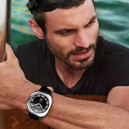Samsung Galaxy Watch Ultra ile uyumlu Silikon Kasa Ekran Koruyucu Önü Açık Çerceve PC Kasa Koruma Silikon Çerçeve (Siyah, Galaxy Watch Ultra)