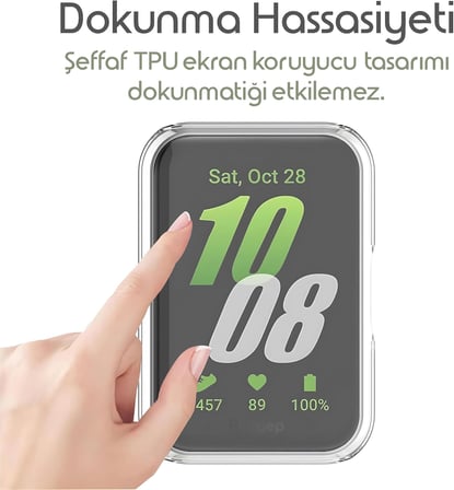 [Soft-Case] Samsung Galaxy Fit 3 için 360° Kasa Koruyucu Yumuşak TPU Kılıf Dokunma ve Netliği Etkilemeyen Galaxy Fit3 Koruyucu Darbelere Karşı Samsung Fit 3 Ekran Koruyuculu Kılıf (Şeffaf)