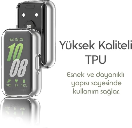 [Soft-Case] Samsung Galaxy Fit 3 için 360° Kasa Koruyucu Yumuşak TPU Kılıf Dokunma ve Netliği Etkilemeyen Galaxy Fit3 Koruyucu Darbelere Karşı Samsung Fit 3 Ekran Koruyuculu Kılıf (Şeffaf)