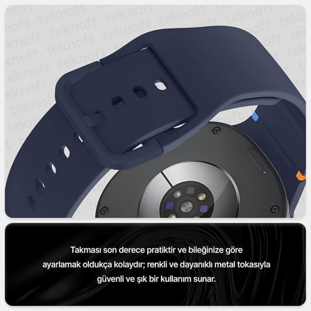Samsung Galaxy Watch 9/8 (40mm/44mm) ve Watch 8 Classic (46mm) ile Uyumlu Konforlu ve Yumuşak Silikon Kordon (Lacivert)