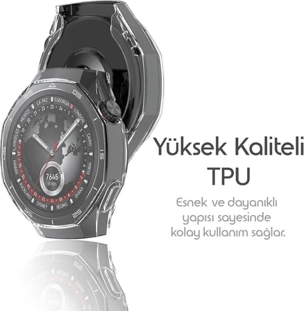 Huawei Watch GT5 Pro 46mm için 360° Kasa Koruyucu Yumuşak TPU Kılıf Dokunmatiği ve Netliği Etkilemeyen GT5 Pro Koruyucu Darbelere Karşı Huawei Watch GT 5 Pro Ekran Koruyucu Kılıfı (Şeffaf)