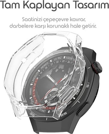 Huawei Watch GT5 Pro 46mm için 360° Kasa Koruyucu Yumuşak TPU Kılıf Dokunmatiği ve Netliği Etkilemeyen GT5 Pro Koruyucu Darbelere Karşı Huawei Watch GT 5 Pro Ekran Koruyucu Kılıfı (Şeffaf)