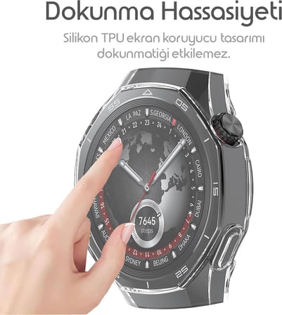 Huawei Watch GT5 Pro 46mm için 360° Kasa Koruyucu Yumuşak TPU Kılıf Dokunmatiği ve Netliği Etkilemeyen GT5 Pro Koruyucu Darbelere Karşı Huawei Watch GT 5 Pro Ekran Koruyucu Kılıfı (Şeffaf)