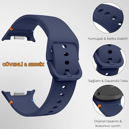 Samsung Galaxy Watch 9 / Watch 8 (40mm/44mm) ve Watch 8 Classic (46mm) Uyumlu Premium Yumuşak Silikon Spor Kordon - Nefes Alabilen, Konforlu, Suya Dayanıklı, Terletmeyen Kayış