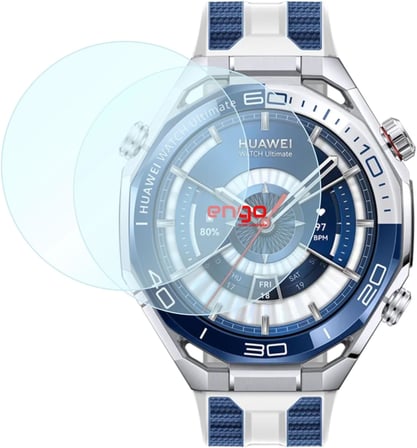 Huawei Watch Ultimate/Ultimate 2 İle Uyumlu Ekran Koruyucu, Akıllı Saat Tam Kaplayan Koruma, Flexible Temperli Cam, 9H Çizilmelere Dayanıklı Ultra HD Şeffaf, Siyah Çerçeveli