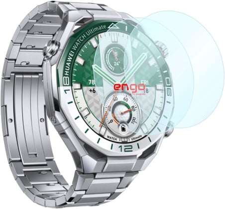 Huawei Watch Ultimate/Ultimate 2 İle Uyumlu Ekran Koruyucu, Akıllı Saat Tam Kaplayan Koruma, Flexible Temperli Cam, 9H Çizilmelere Dayanıklı Ultra HD Şeffaf, Siyah Çerçeveli