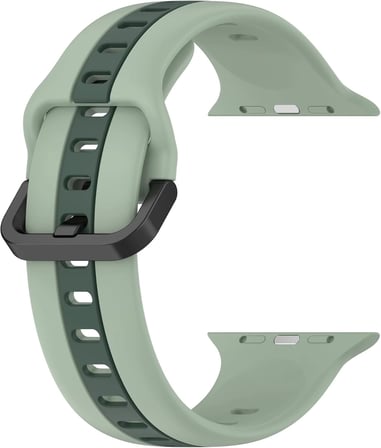 Apple Watch ile Uyumlu 42/44/45/49 MM için Metal Tokalı Spor Silikon Kordon Çift Renkli Hava Alabilen Delikli Kayış