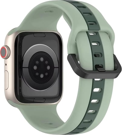 Apple Watch ile Uyumlu 42/44/45/49 MM için Metal Tokalı Spor Silikon Kordon Çift Renkli Hava Alabilen Delikli Kayış