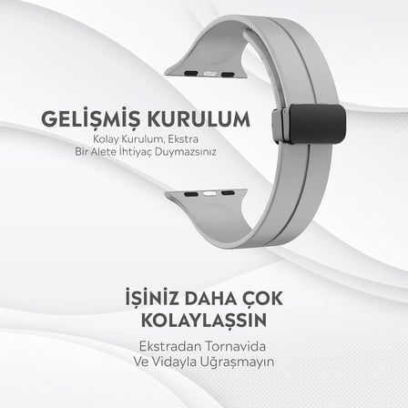 Apple Watch Series SE/11/10/9/8/7/6/5/4/3 ile Uyumlu Silikon Kordon (BBL84)
