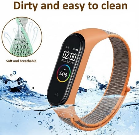 Xiaomi Mi Band 7/6/5/4 ile Uyumlu Hasır Örme Kordon Terletmeyen Nefes Alabilen Kumaş Hafif Yapı Cildi Tahriş Etmeyen Cırt Cırt Tasarım Yumuşak ve Rahat Mi Band 7 Kordonu