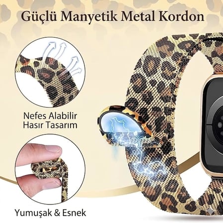 Apple Watch Uyumlu Milano Loop Paslanmaz Çelik Hasır Kordon - 38mm/40mm/41mm/42mm(Series 10-11) Uyumlu - Apple Watch SE 3/2/1 & Watch Ultra 3/2/1 & Series 11 10 9 8 7 6 5 4 3 2 1 (Gold Leopar)