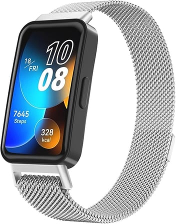 Huawei Band 10-9-8 ile Uyumlu Milano Loop Kordon Manyetik Tasarımlı Paslanma Yapmayan Huawei Band 10 Kayışı Aşınmaya Dayanıklı Bileğe Göre Ayarlanabilen Huawei Band 10 Metal Kordon