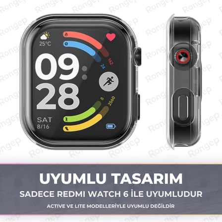 [Soft-Case] Xiaomi Redmi Watch 6 ile Uyumlu 360° Kasa Koruyucu Kılıfı Yumuşak TPU Malzeme Dokunmatiği ve Netliği Etkilemeyen Darbelere Karşı Redmi Watch 6 Ekran Koruyuculu Kılıf (Şeffaf)
