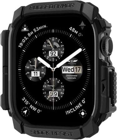 Apple Watch 46mm Seri 11/10 ile Uyumlu Kılıf Rugged Armor Matte Black - ACS08597