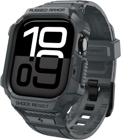 Apple Watch 46mm Seri 11/10 ile Uyumlu Kılıf & Kordon Kayış Rugged Armor Pro 2 Dark Gray - ACS10504
