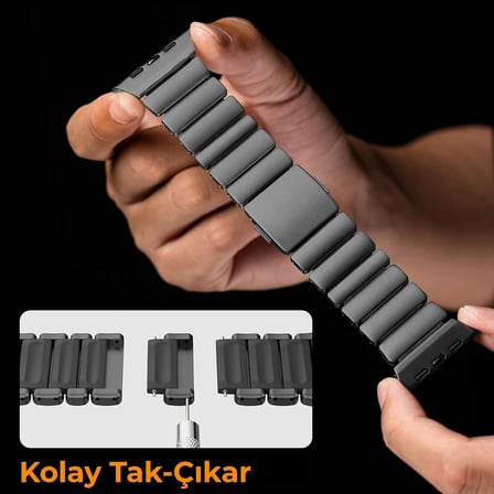 Apple Watch Titanyum Hybrid Kordon – Ayarlanabilir, DLC Kaplama, Silikon İç Katman, Güçlü Manyetik Tokalı, Dayanıklı Premium Kayış