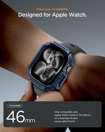 Apple Watch 46mm Seri 11/10 ile Uyumlu Kılıf Rugged Armor 2 Navy Blue - ACS10501