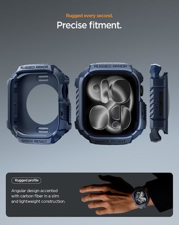 Apple Watch 46mm Seri 11/10 ile Uyumlu Kılıf Rugged Armor 2 Navy Blue - ACS10501