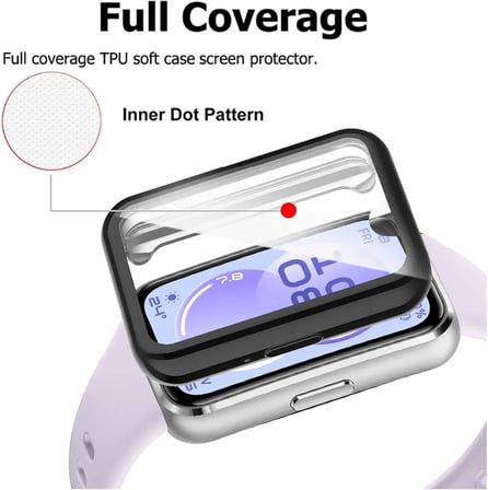 Huawei Band 11 ile Uyumlu Toz ve Kirden Koruyan Moiety Kasa Koruma Ekran Açık Huawei Band 11 ile Uyumlu Akıllı Saat Çerçeve Koruması Siyah