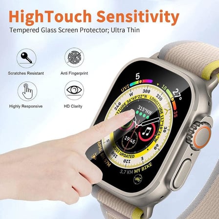 Apple Watch Ultra 49mm İle Uyumlu Ekran Koruyucu Çizilmeye Dayanıklı Akıllı Saat Koruması, 9H Temperli Kırılmaz Esnek Nano Cam, Hd Şeffaf 2 Adet