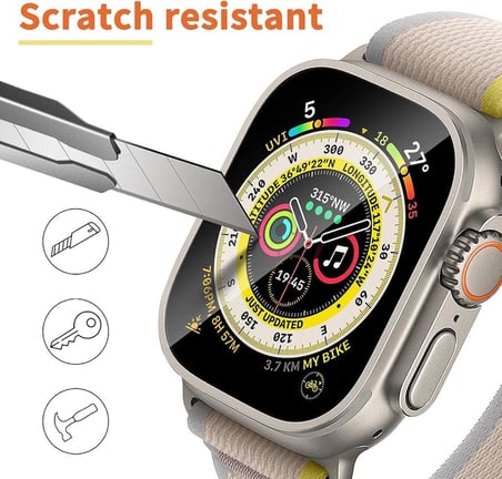 Apple Watch Ultra 49mm İle Uyumlu Ekran Koruyucu Çizilmeye Dayanıklı Akıllı Saat Koruması, 9H Temperli Kırılmaz Esnek Nano Cam, Hd Şeffaf 2 Adet