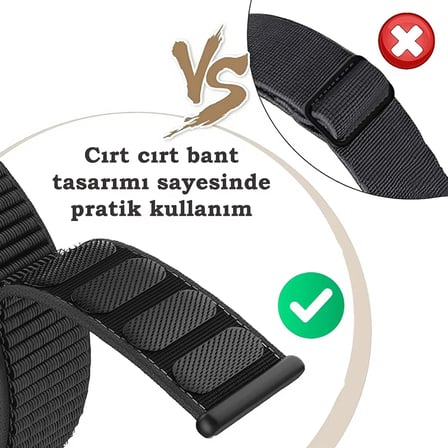 Huawei ile Uyumlu Band 8/9 / 10 Uyumlu Hasır Örgü İnce Kumaş Cırtlı Kordon Bileklik