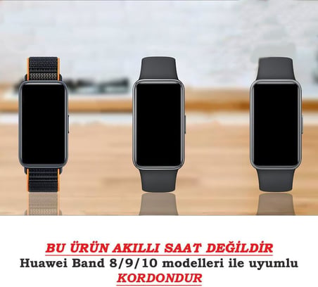 Huawei ile Uyumlu Band 8/9 / 10 Uyumlu Hasır Örgü İnce Kumaş Cırtlı Kordon Bileklik