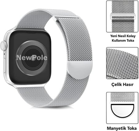 Watch 45mm 44mm 42mm 49mm Uyumlu Kordon Pole Çelik Hasır Kordon Kopma Karşıtı Spor Rahatsız Etmeyen Apple Watch Ultra 2/1 9 8 SE 7 6 5 4 3 2 1 Uyumlu Kordon