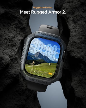 Apple Watch 46mm Seri 11/10 ile Uyumlu Kılıf Rugged Armor 2 Dark Gray - ACS10500