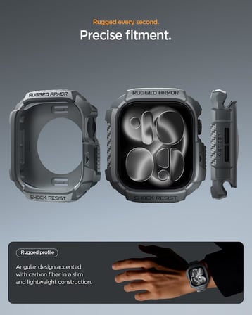 Apple Watch 46mm Seri 11/10 ile Uyumlu Kılıf Rugged Armor 2 Dark Gray - ACS10500