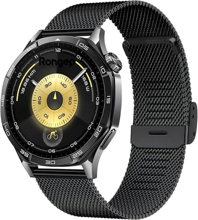 Huawei ile Uyumlu 22mm Milano Loop Kordon GT6/GT6 Pro/GT5/GT5 Pro/GT4/GT3/GT3 Pro/GT2/GT2 Pro 46mm için Nefes Alan GT6 Pro Terletmeyen Hafif Yapılı Paslanmaz Metal GT6 Kordon (Siyah)