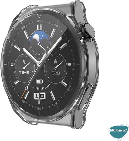 Huawei Watch GT 3 Pro 46mm Titanyum için Kılıf 360 Full Round Soft Silicone Siyah [Watch GT3 Pro 46mm Titanyum ile Uyumlu Kılıf - Siyah]