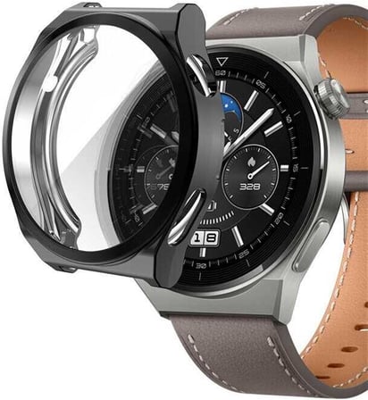 Huawei Watch GT 3 Pro 46mm Titanyum için Kılıf 360 Full Round Soft Silicone Siyah [Watch GT3 Pro 46mm Titanyum ile Uyumlu Kılıf - Siyah]