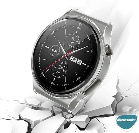 Huawei Watch GT 3 Pro 46mm Titanyum için Kılıf 360 Full Round Soft Silicone Siyah [Watch GT3 Pro 46mm Titanyum ile Uyumlu Kılıf - Siyah]