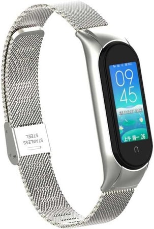 Xiaomi Mi Band 5 Uyumlu Lüks Metal Mıknatıslı Kordon – Paslanmaz Çelik - Gümüş