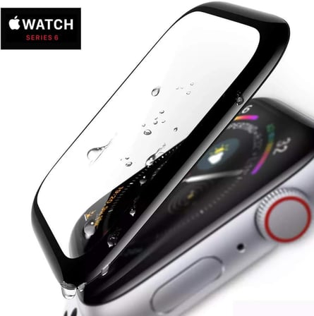 Apple Watch Series 10 46mm Tam Kaplayan Temperli Cam Ekran Koruyucu Siyah [Watch Series 10 46mm ile Uyumlu Ekran Koruyucu - Siyah]