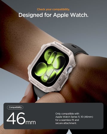Apple Watch 46mm Seri 11/10 ile Uyumlu Kılıf Rugged Armor 2 Dune Beige - ACS10502
