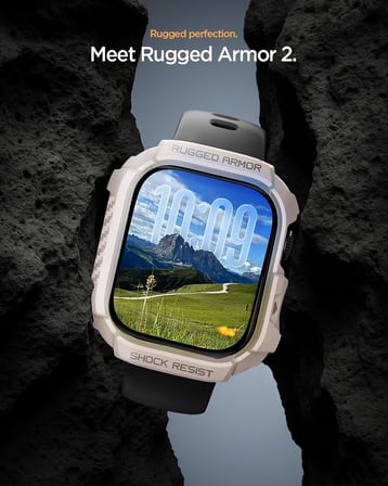 Apple Watch 46mm Seri 11/10 ile Uyumlu Kılıf Rugged Armor 2 Dune Beige - ACS10502