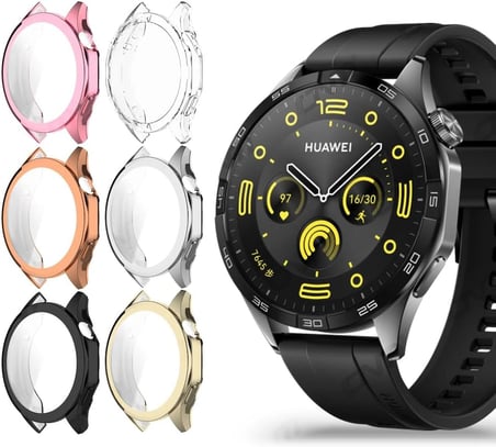 Huawei GT4 46mm ile Uyumlu Tam Kapatan Toz ve Kirden Koruyan GT4 46mm ile Uyumlu Akıllı Saat Ekran Koruması (Siyah)