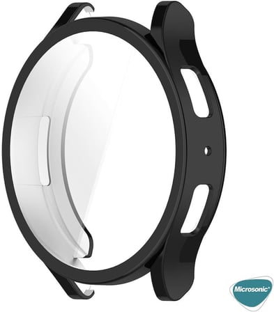 Samsung Galaxy Watch 6 44mm için Kılıf Ekranı Tam Kaplayan 360 Full Round Soft Silicone Siyah [Galaxy Watch 6 44mm ile Uyumlu Kılıf - Siyah]