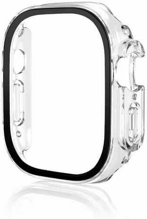 Apple Watch Ultra 49mm ile uyumlu Şeffaf Kasa ve Ekranı Tam Kapatan Kompakt Yapılı Gard Apple Watch Ultra Şeffaf ekran koruma