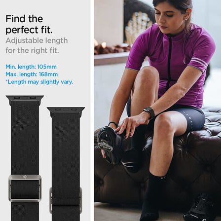 Lite Fit Apple Watch 11/10 (42mm), 9/8/7 (41mm), SE/6/5/4 (40mm), 3/2/1 (38 mm) ile Uyumlu Apple Watch Kayış Bandı