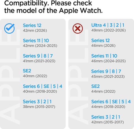 Lite Fit Apple Watch 11/10 (42mm), 9/8/7 (41mm), SE/6/5/4 (40mm), 3/2/1 (38 mm) ile Uyumlu Apple Watch Kayış Bandı