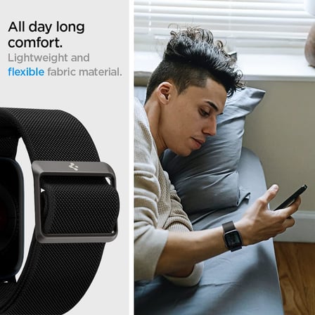 Lite Fit Apple Watch 11/10 (42mm), 9/8/7 (41mm), SE/6/5/4 (40mm), 3/2/1 (38 mm) ile Uyumlu Apple Watch Kayış Bandı