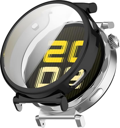 Huawei Watch GT5 Pro 42mm için Saati Tam Saran TPU Ekran Koruyuculu Çizilme ve Darbelere Karşı Koruma Sağlayan Dokunmatik Etkilemeyen Silikon Kılıf (Siyah, GT5 Pro 42mm)