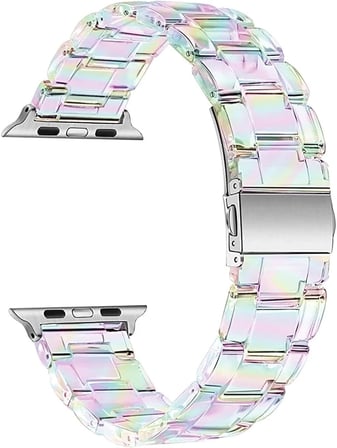 Apple Watch Ultra 2 için Kordon Stainless Transparent Clear Çok Renkli [Watch Ultra 2 ile Uyumlu Kordon - Çok Renkli]