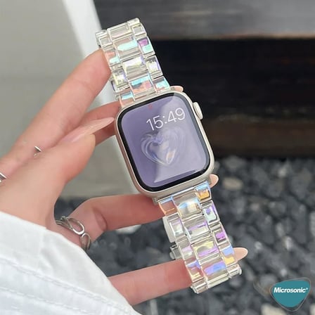 Apple Watch Ultra 2 için Kordon Stainless Transparent Clear Çok Renkli [Watch Ultra 2 ile Uyumlu Kordon - Çok Renkli]