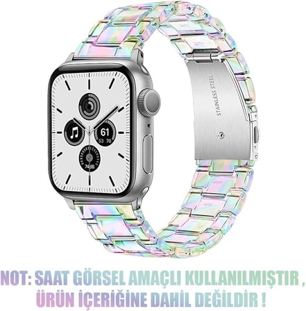 Apple Watch Ultra 2 için Kordon Stainless Transparent Clear Çok Renkli [Watch Ultra 2 ile Uyumlu Kordon - Çok Renkli]