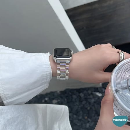 Apple Watch Ultra 2 için Kordon Stainless Transparent Clear Çok Renkli [Watch Ultra 2 ile Uyumlu Kordon - Çok Renkli]